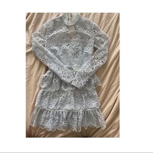 Self-Portrait Blue Long Sleeve Lace Dress sz 4 US